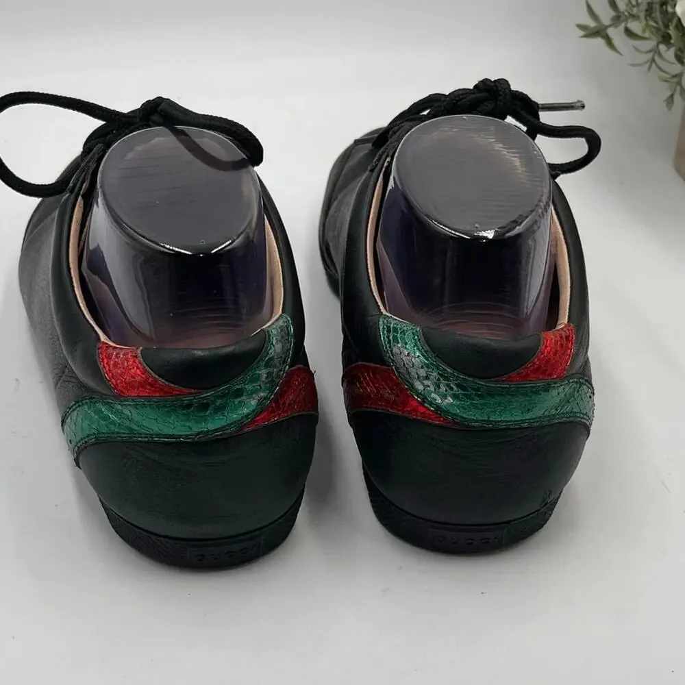 GUCCI Mens Black Bambi Marmont Leather Low Sneaker Trainers Shoes Sz m6.5/8w‎